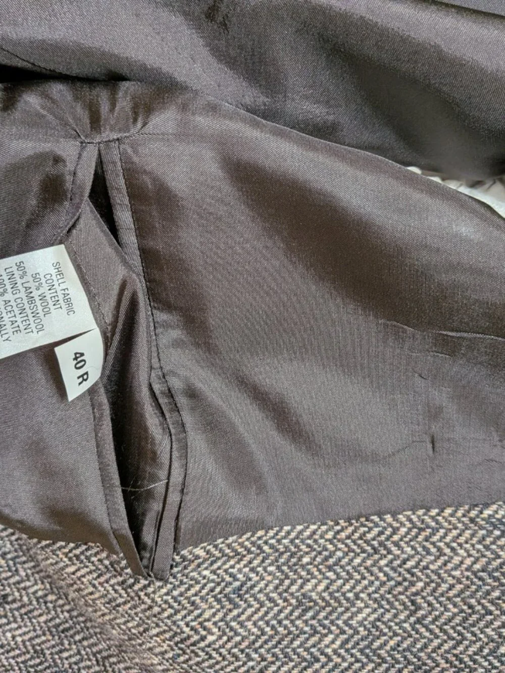 Jeremy Cobb Esquire Gray Herringbone Wool Blend Sport Coat Blazer, 40R